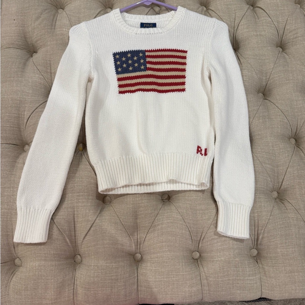 Polo by Ralph Lauren Kids White Sweater with Flag Design